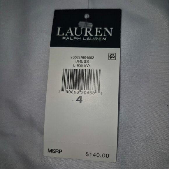 Women's Size 4 Dress Lauren By Ralph Lauren Navy Blue Cut-Out Shoulder Jersey G - Picture 7 of 8